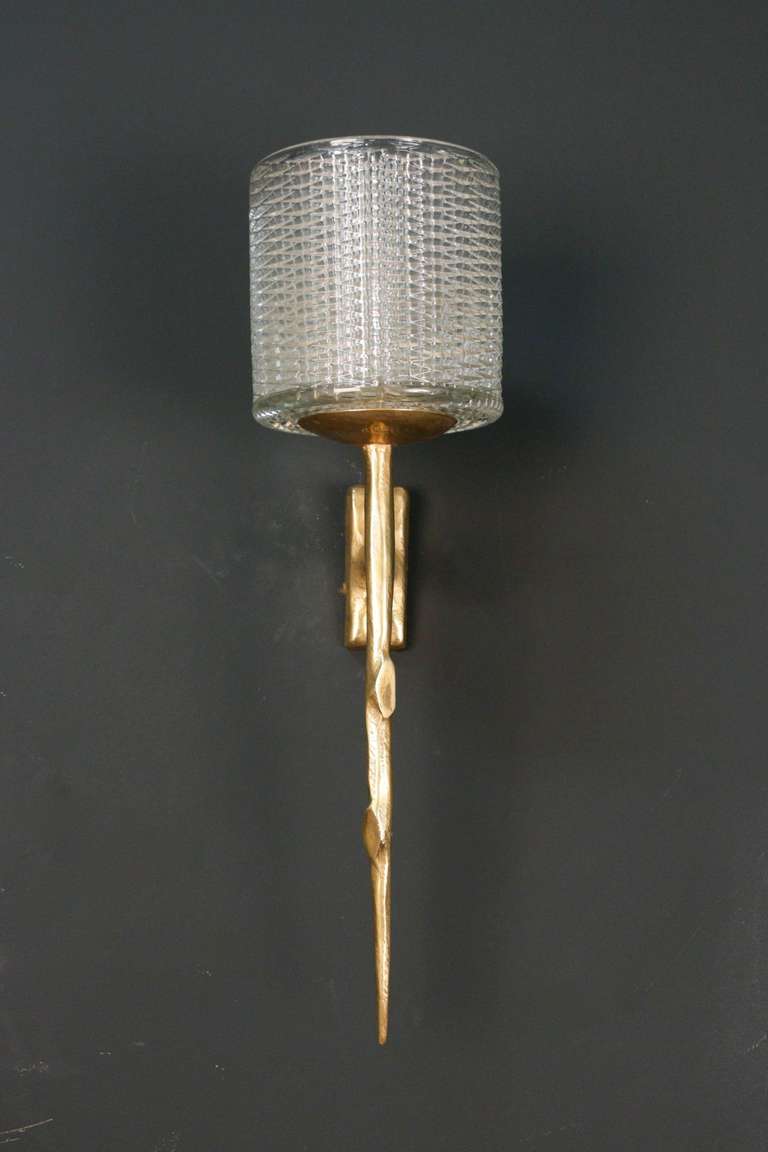 French Pair of 1950's Asymmetrical Naturalist Sconces by Felix Agostini