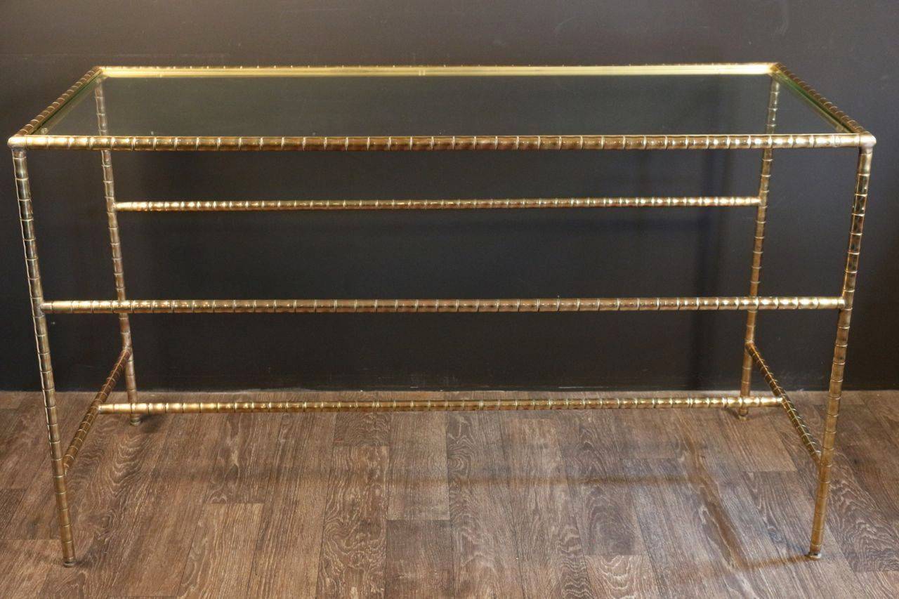 Brass Large 1950s Console Table by Maison Bagues