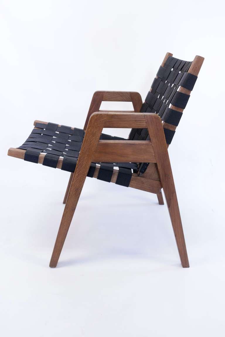 Wood Set of Four Armchairs Transformable in Chairs by Rene Gabriel