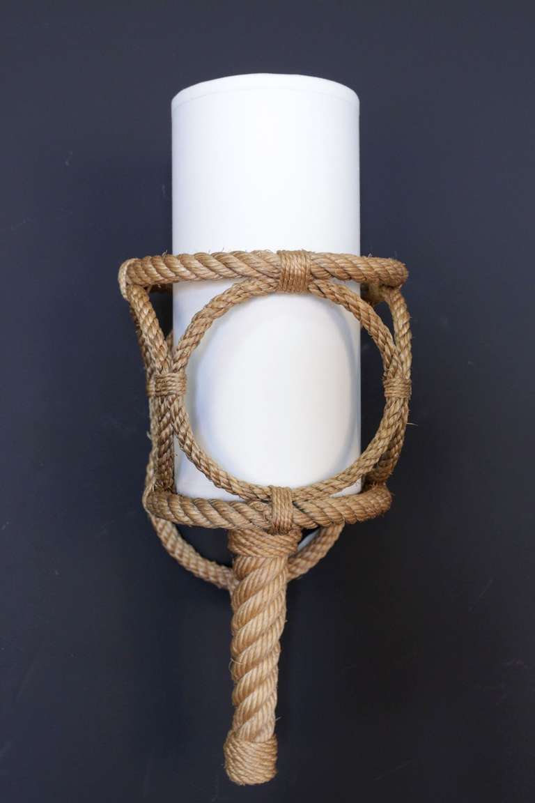 Pair of 1950 s Rope Sconces by Audoux Minet at 1stdibs