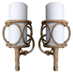 Pair of 1950's Rope Sconces by Audoux Minet