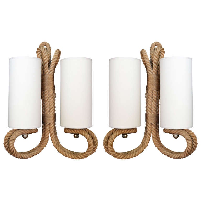 Pair of 1950 s Rope Sconces by Audoux Minet at 1stdibs