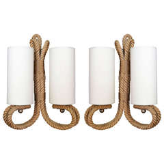 Pair of 1950's Rope Sconces by Audoux Minet