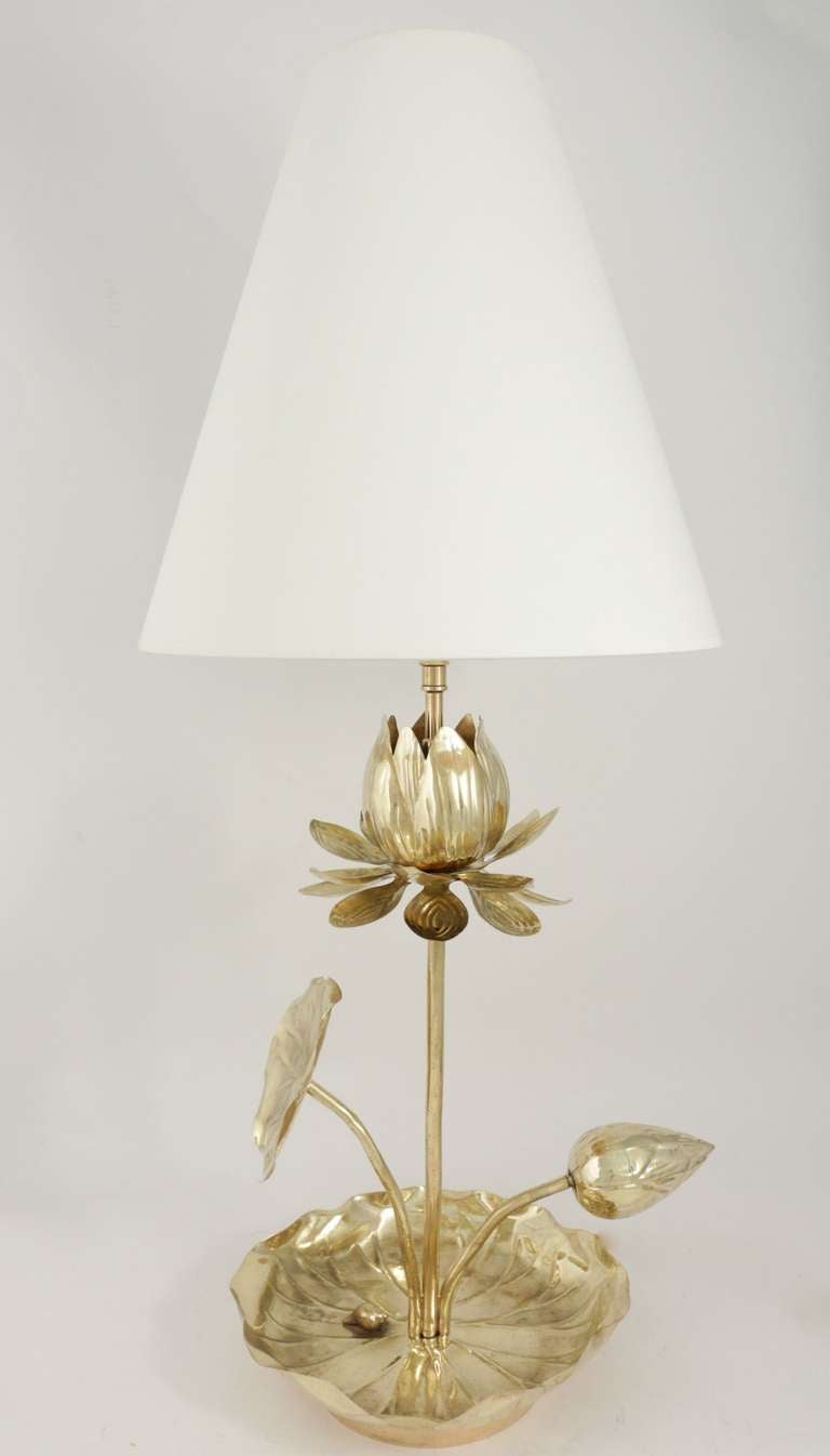 vintage brass lily pad lamp