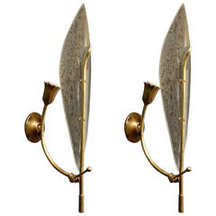 Pair of 1960s Murano Glass Sconces Attributed to Stilnovo