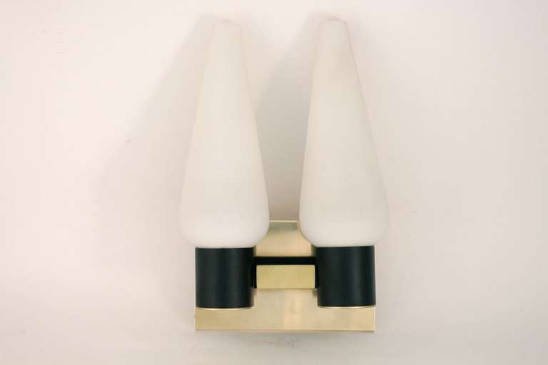 French Pair of 1950's Double Sconces by Maison Arlus
