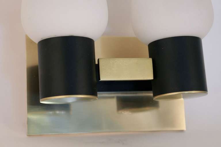 Pair of 1950's Double Sconces by Maison Arlus In Good Condition In Saint-Ouen, FR