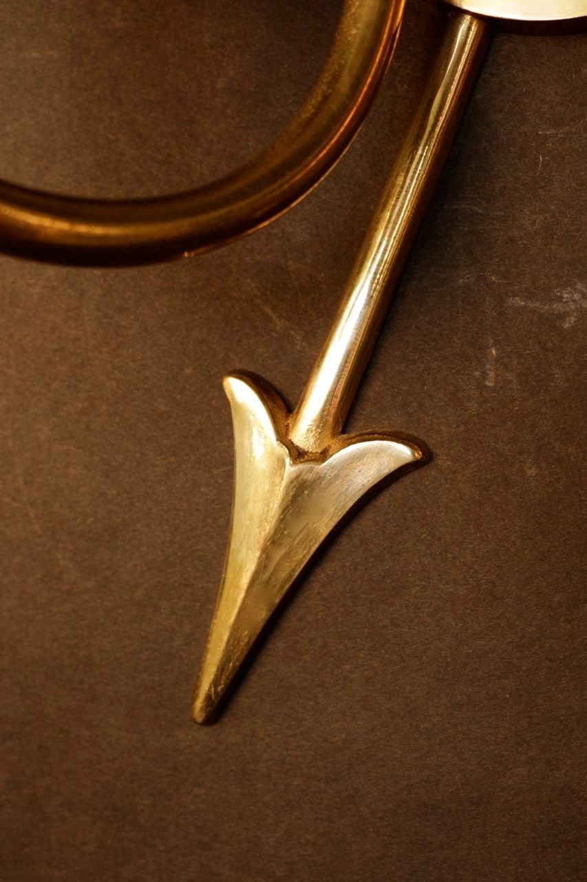 Brass Pair of 1950s Directoire Inspiration Sconces by Maison Lunel