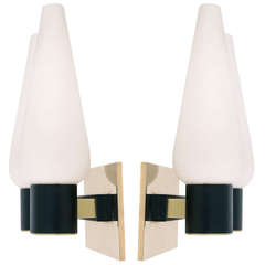 Pair of 1950's Double Sconces by Maison Arlus 7