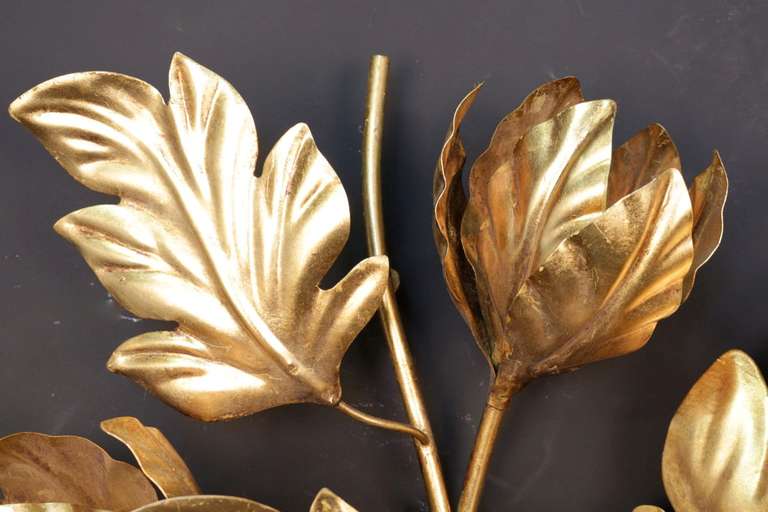 Pair of Large 1960s Flower Brass Sconces 1
