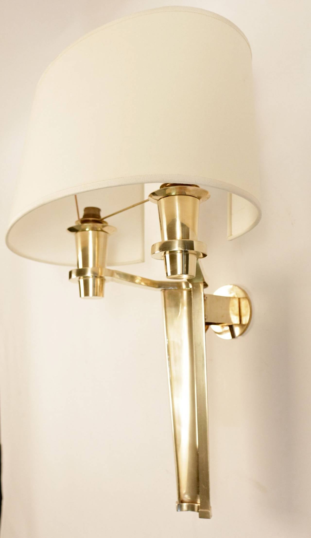 Gilt Large Pair of 1940s Sconces Attributed to Maxime Old