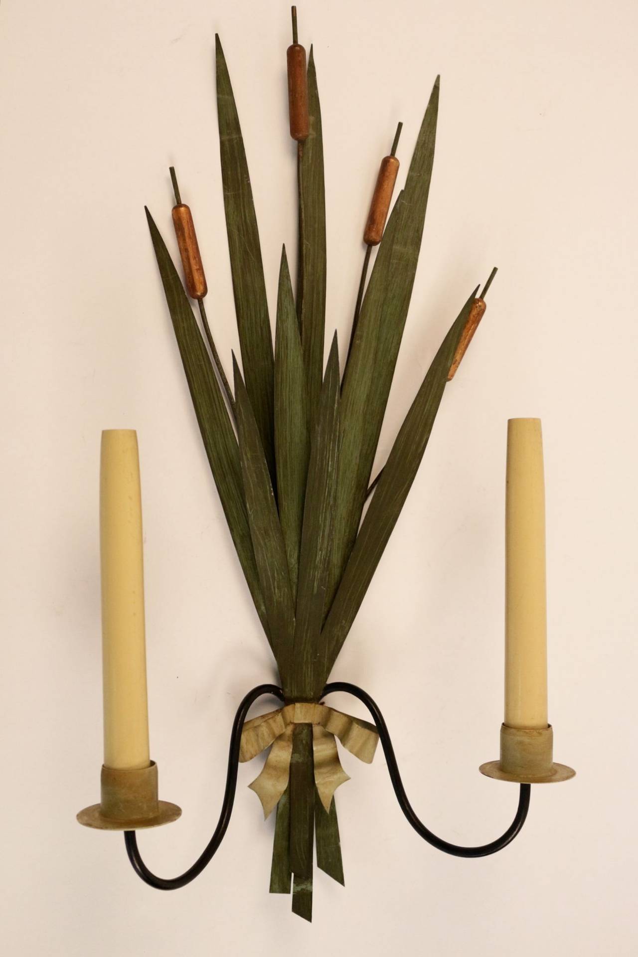Mid-20th Century Pair of 1950s Naturalist Sconces Attributed to Maison Baguès