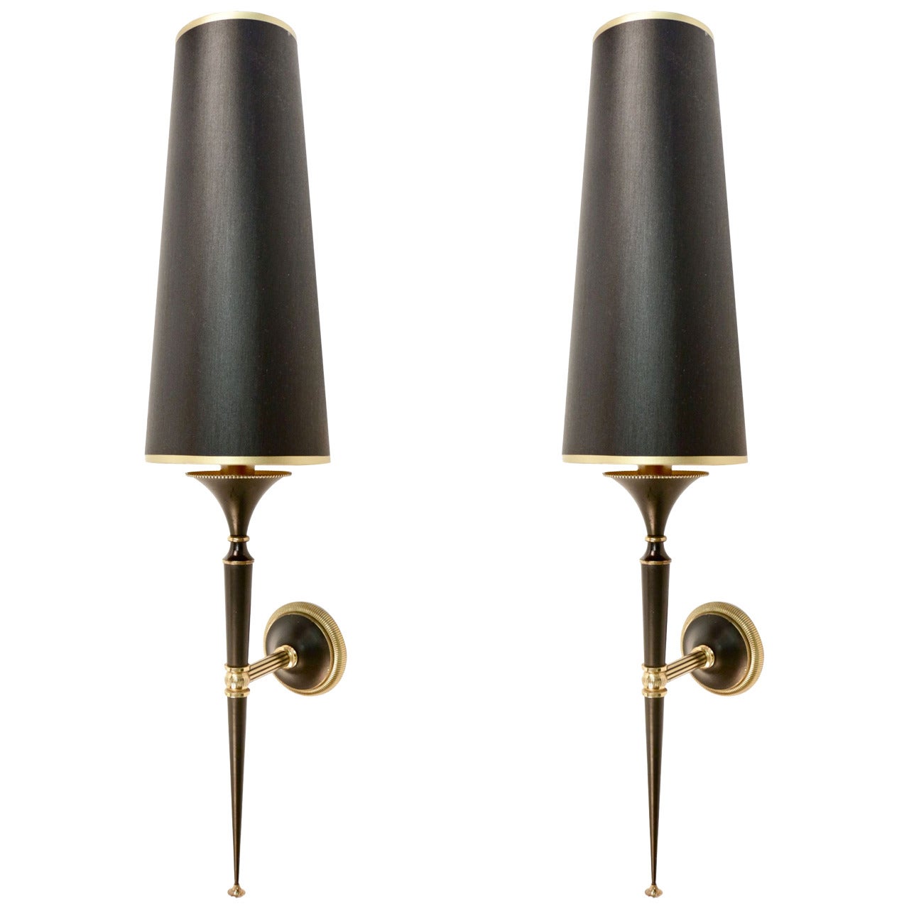 Large Pair of 1950s Flare Sconces by Maison Lunel