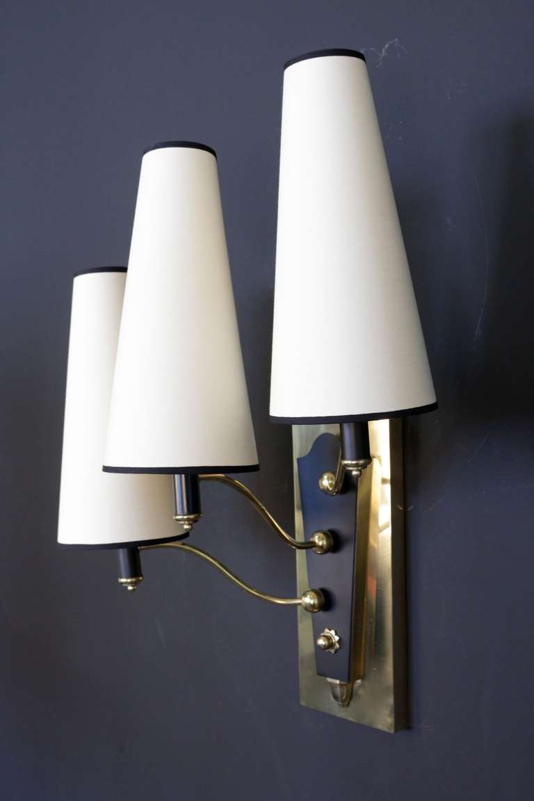 Set of Three 1950s Sitting Room Sconces from the Lutetia Hotel Paris 1