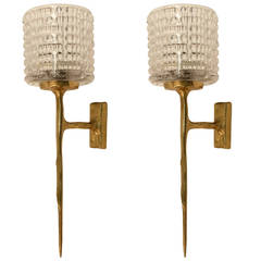 Pair of 1950s Sconces by Maison Arlus in the Manner of Felix Agostini