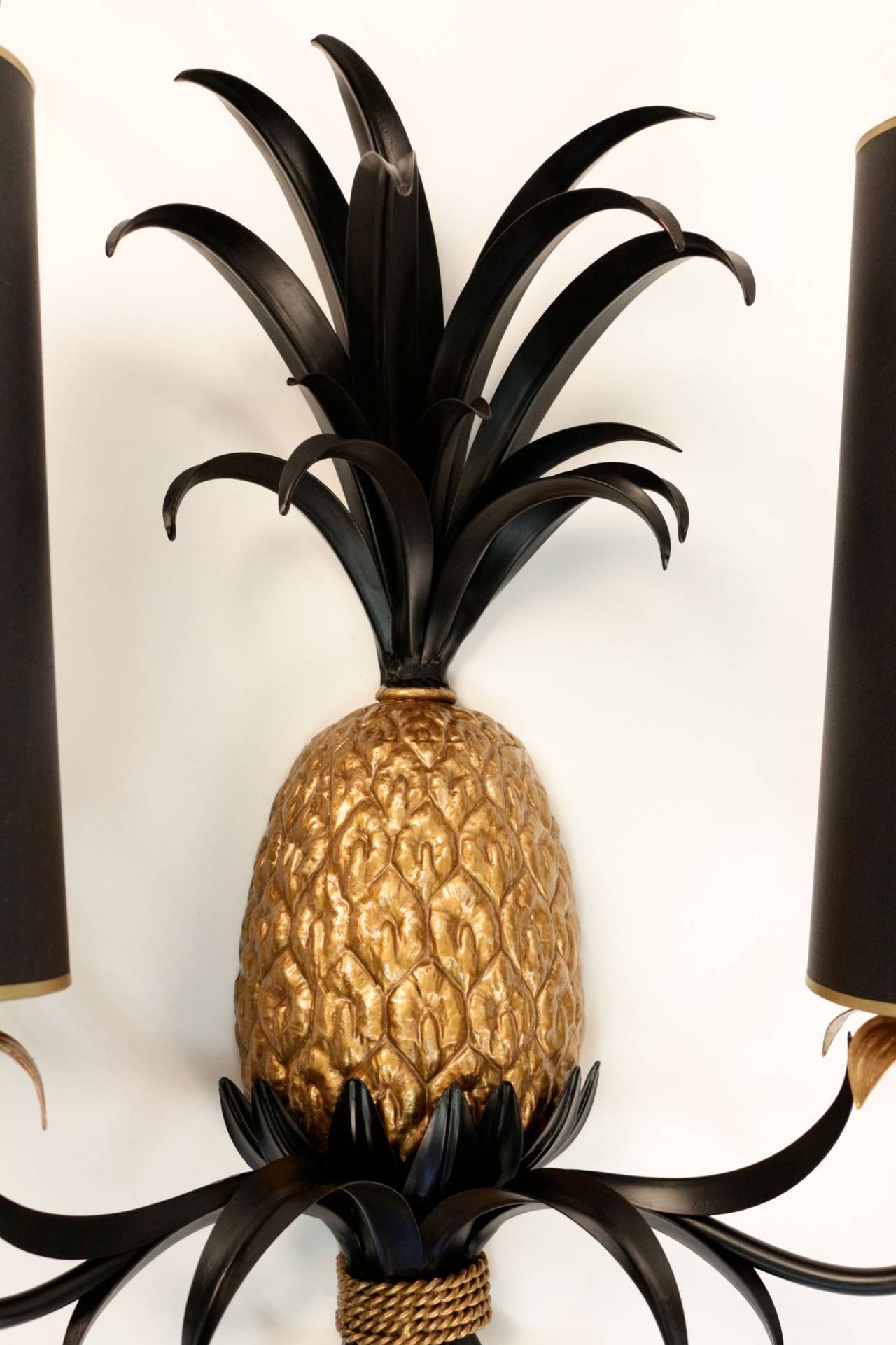 French Pair of Large 1970s Sconces 'The Pineapples' by Maison FlorArt