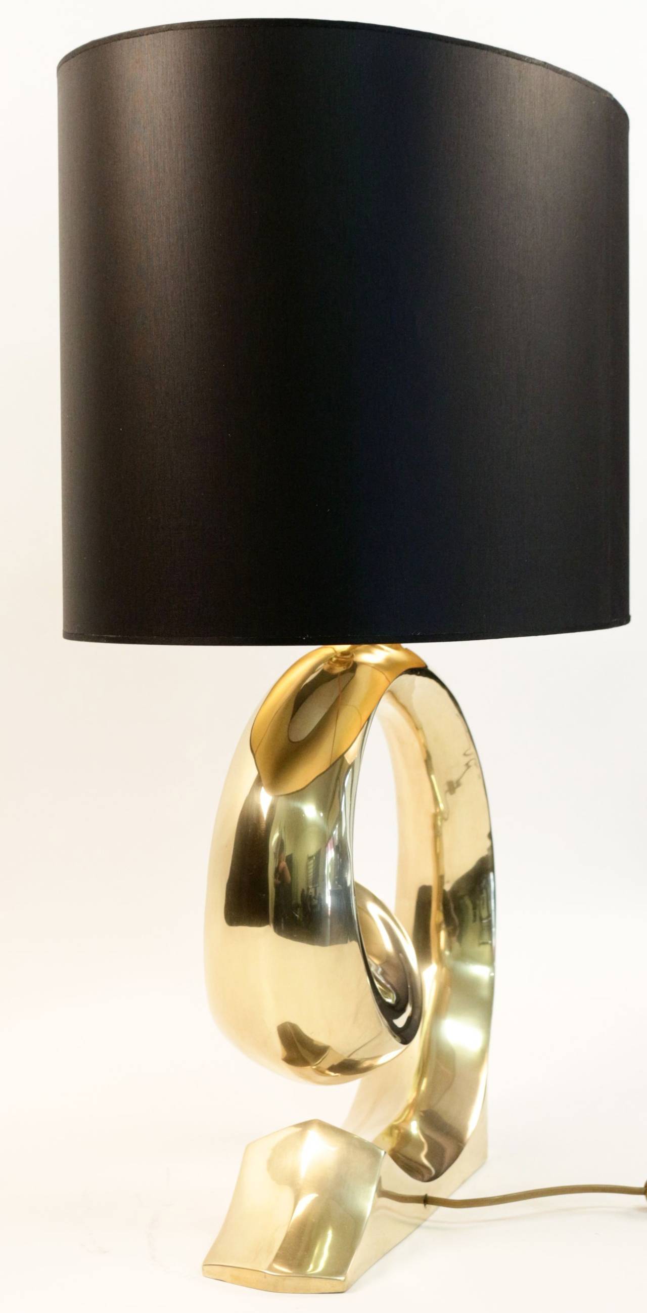 1970s Bronze Table Lamp 'The Wave' In Good Condition In Saint-Ouen, FR