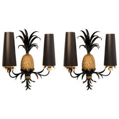 Pair of Large 1970s Sconces 'The Pineapples' by Maison FlorArt