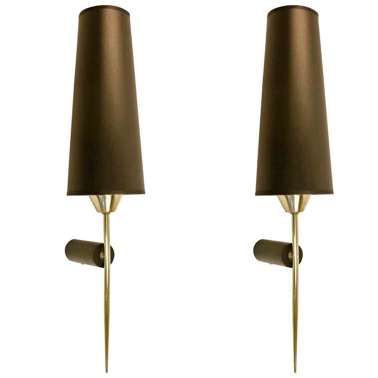 Large Pair of 1970s Flare Sconces by Maison Lunel