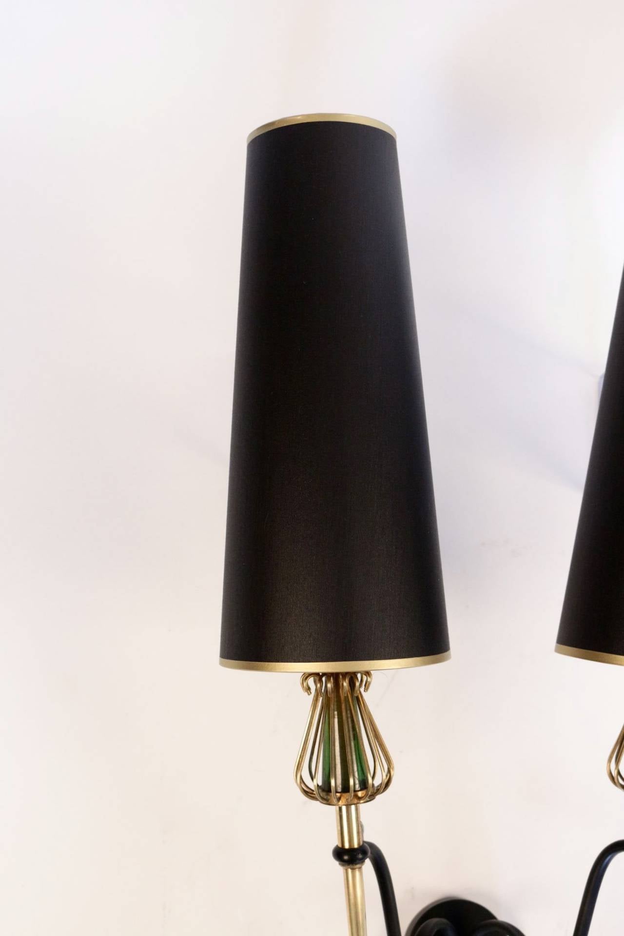 Large Pair of 1950s Sconces by Maison Lunel In Good Condition In Saint-Ouen, FR
