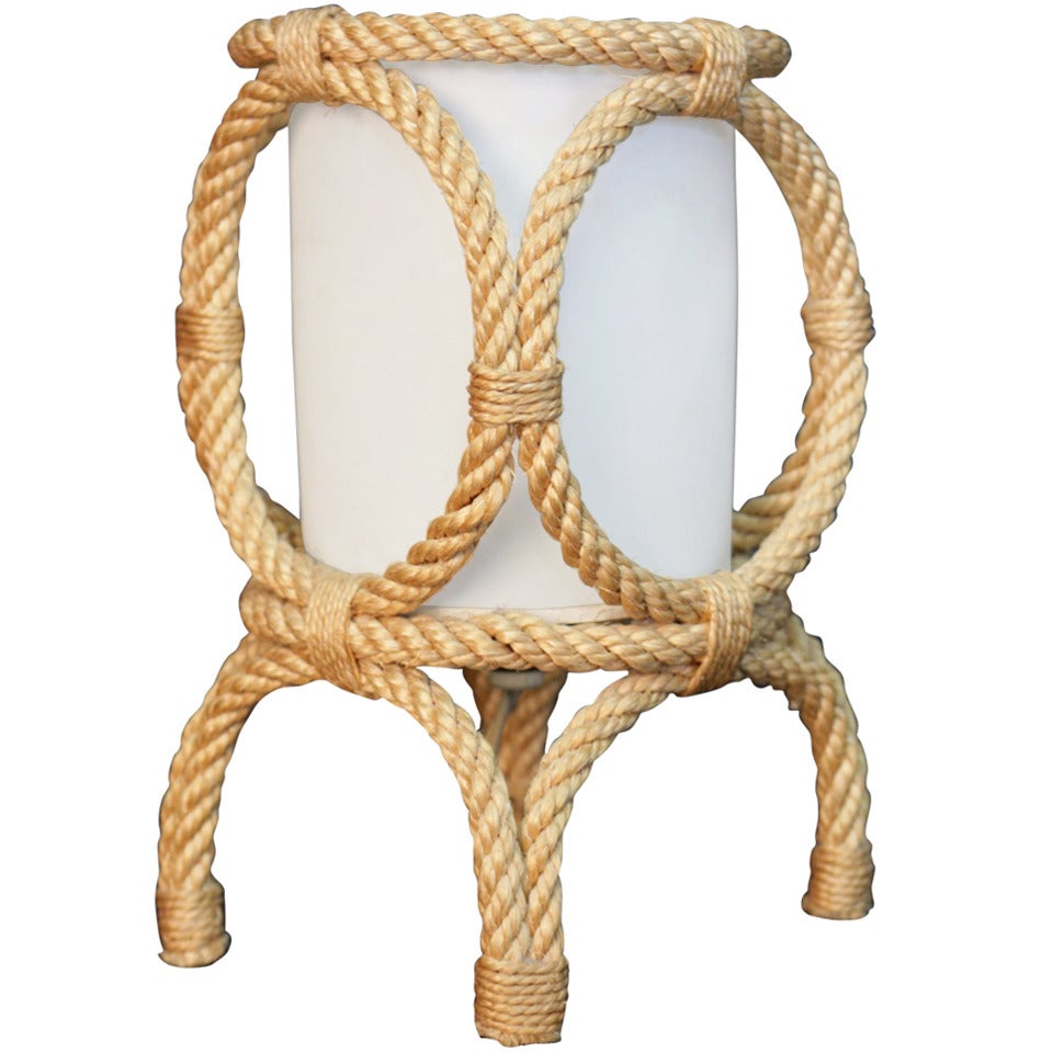1950's Rope Lantern Table Lamp by Adrien Audoux and Frida Minet