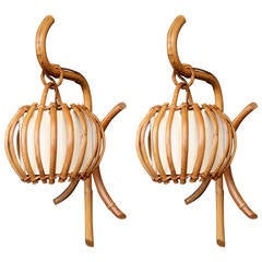 Pair of 1950s Lantern Sconces Attributed to Louis Sognot