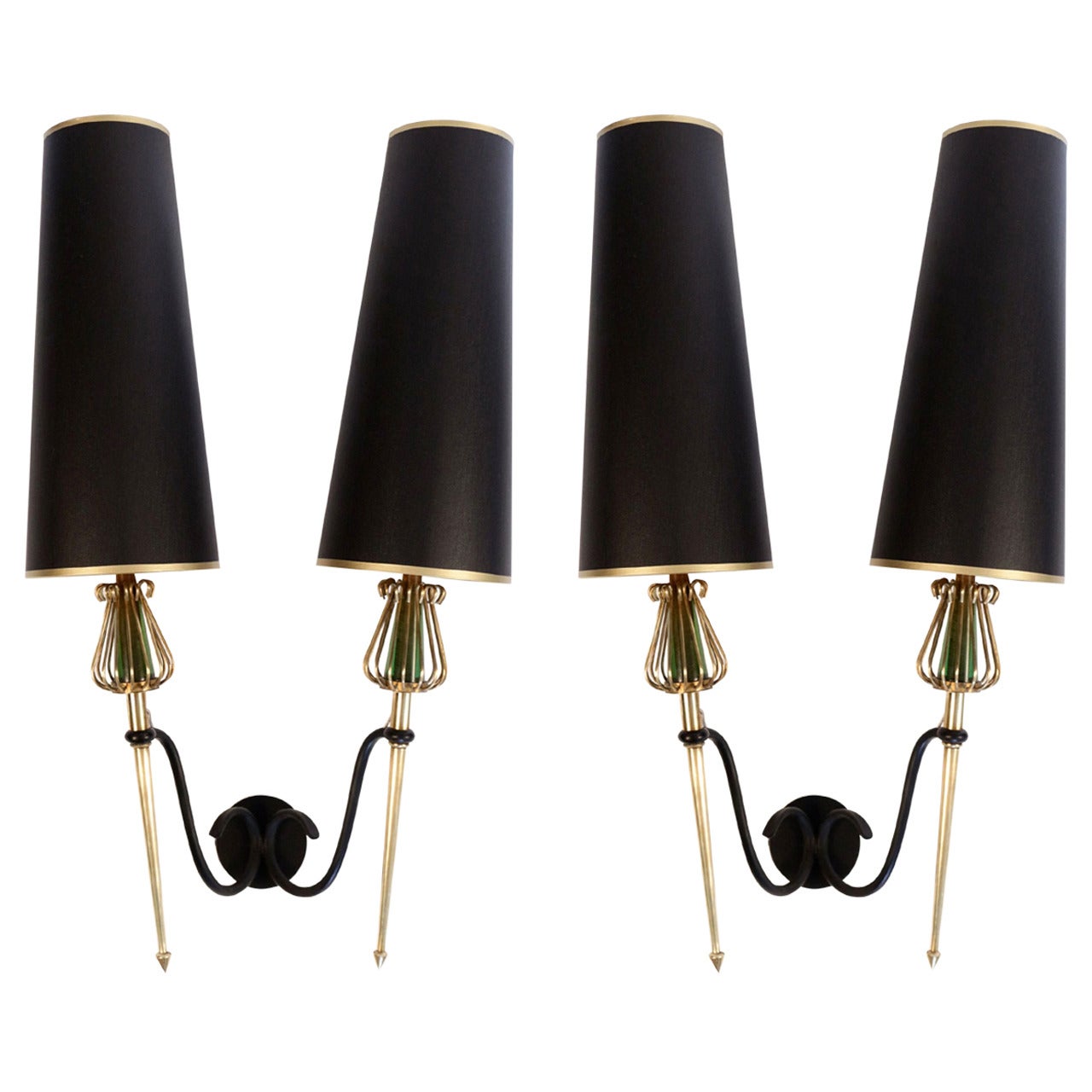 Large Pair of 1950s Sconces by Maison Lunel