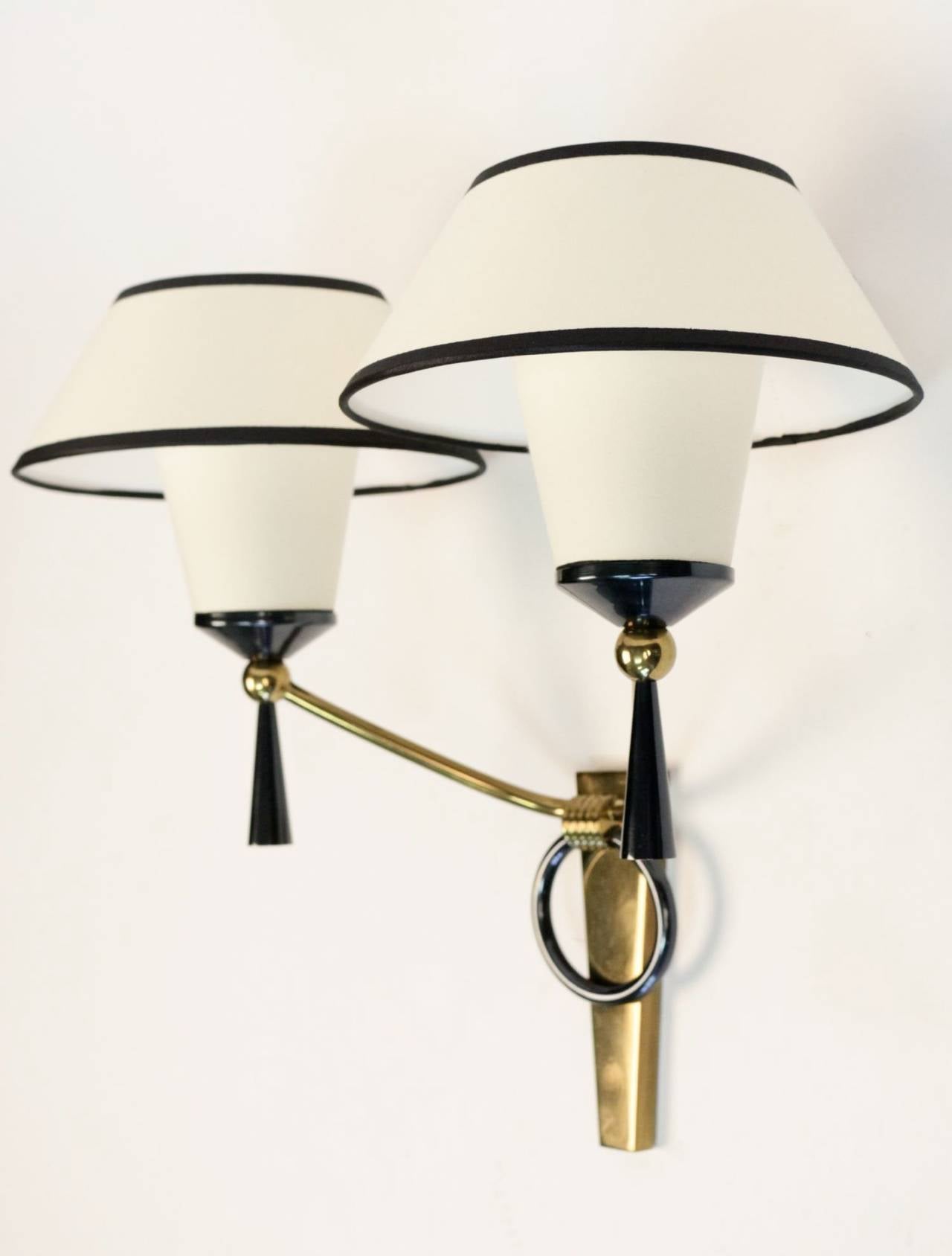 Mid-20th Century Pair of 1950s Buckle Sconces by Maison Lunel