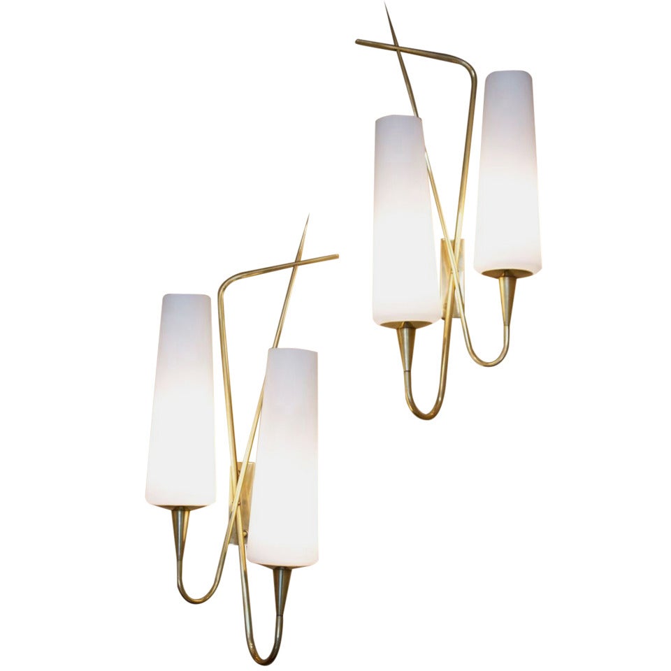 Pair of Asymmetrical Sconces by Arlus House