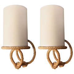 Pair of 1950s Rope Sconces by Adrien Audoux and Frida Minet