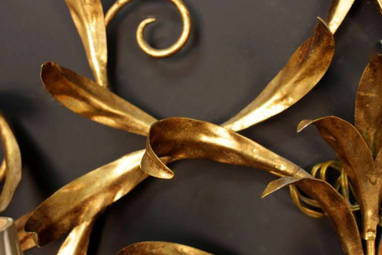 Mid-20th Century Pair of Large 1965 'Foliage' Sconces