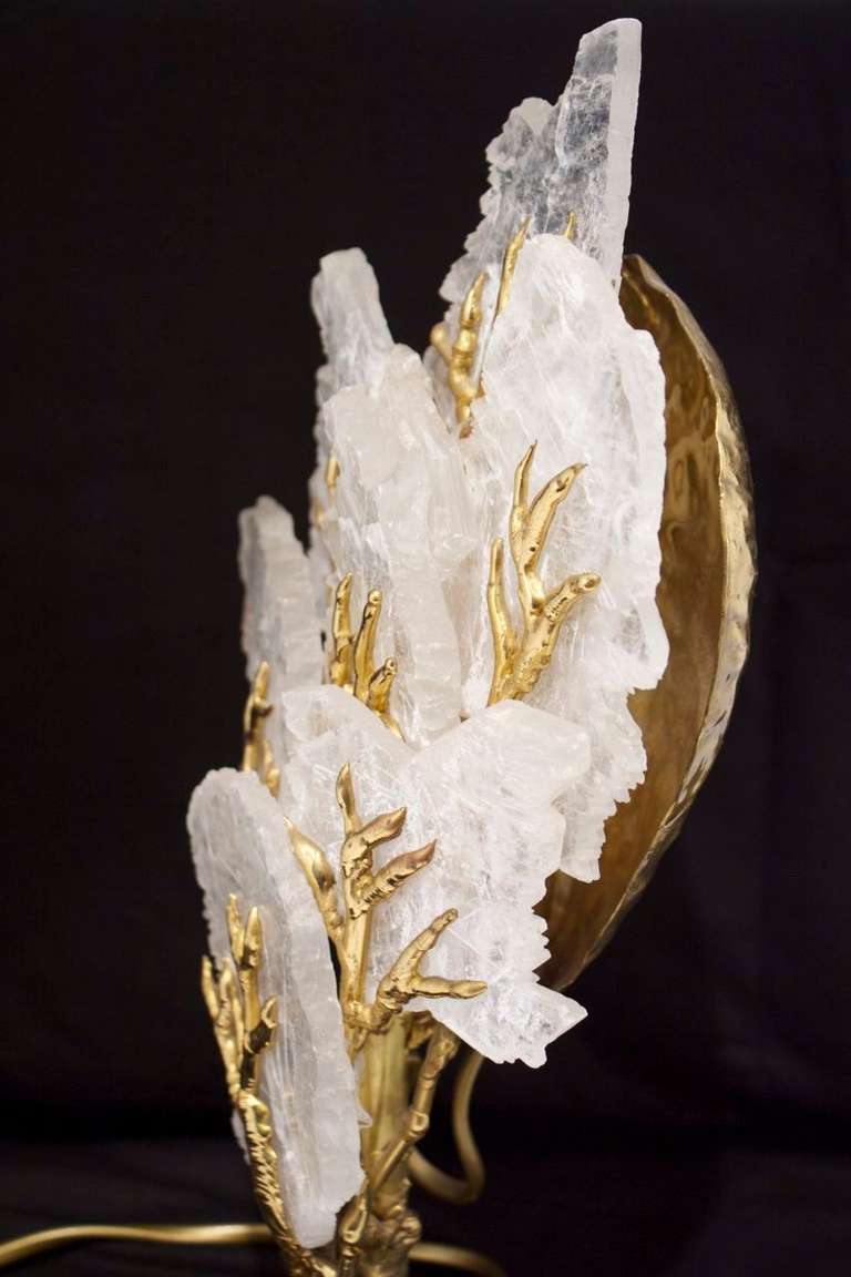 Jacques Duval Brasseur Bronze and Rock-Crystal Lamp 4