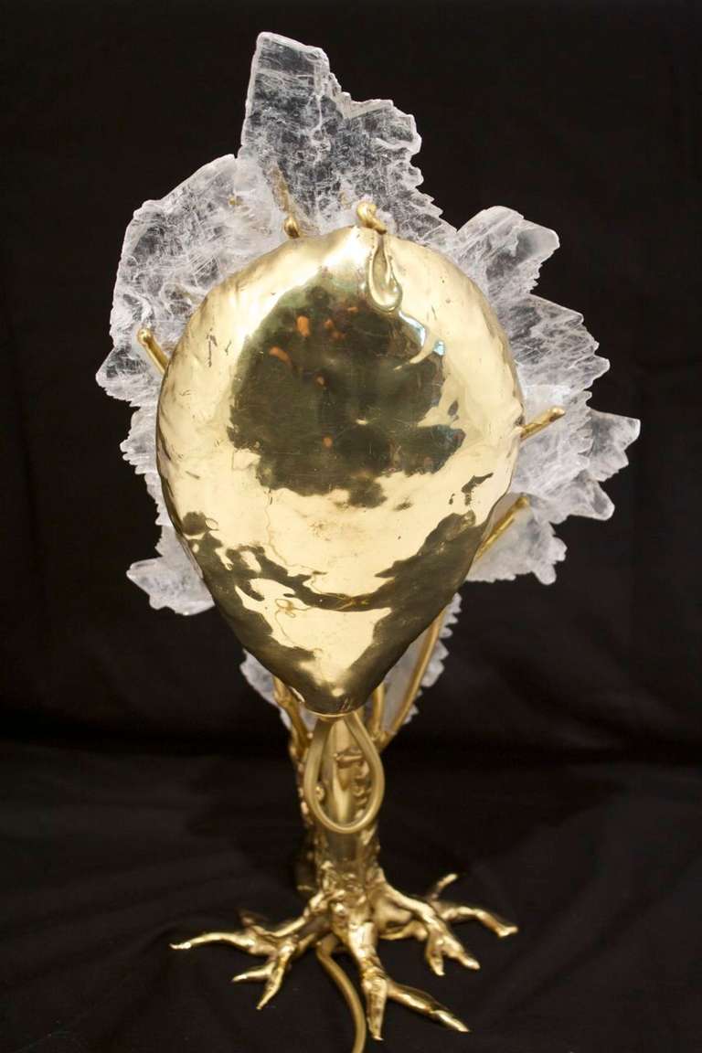 Jacques Duval Brasseur Bronze and Rock-Crystal Lamp 2