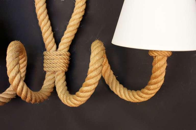 Pair of 1950's Rope Sconces by Adrien Audoux and Frida Minet In Good Condition In Saint-Ouen, FR