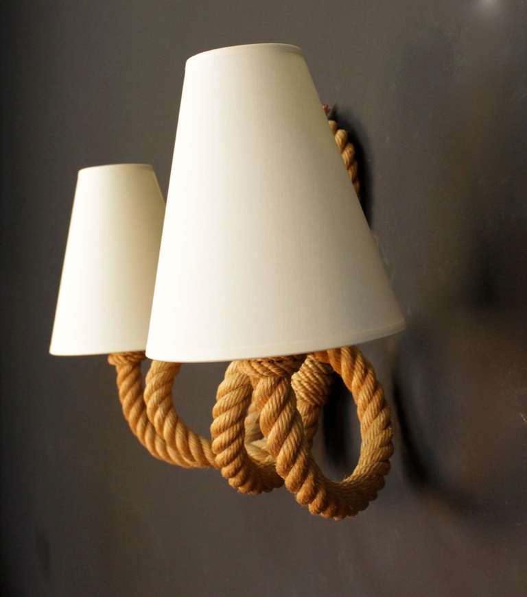 Pair of 1950's Rope Sconces by Adrien Audoux and Frida Minet 1