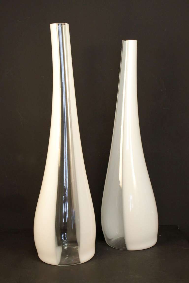 Italian Large Pair of 1970s Murano Stem Vases