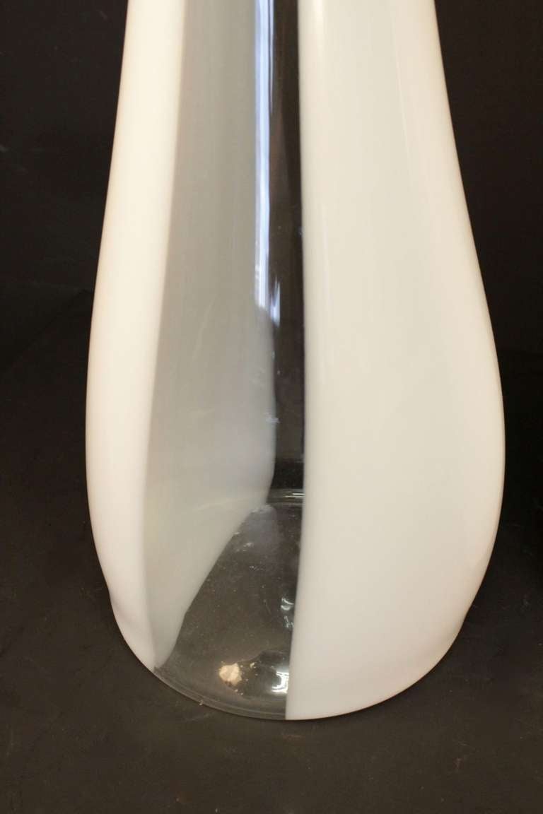 Murano Glass Large Pair of 1970s Murano Stem Vases