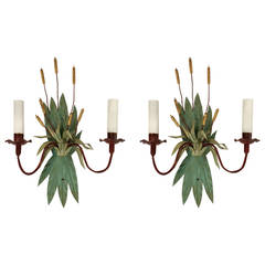 Vintage Pair of 1950s Naturalist Sconces Attributed to Maison Bagues
