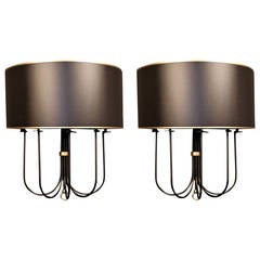 Large Pair of 1950s 'Buckle' Sconces by Maison Lunel 4