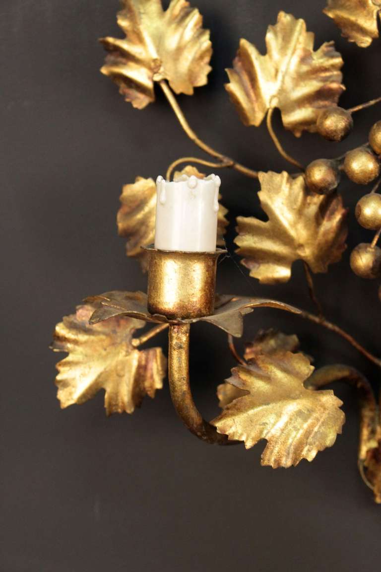 Iron Pair of 1960s Grapevine Sconces Maison FlorArt