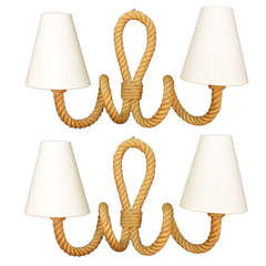 Pair of 1950's Rope Sconces by Adrien Audoux and Frida Minet