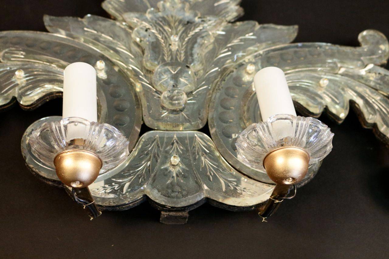 Mid-20th Century Large 1950s Acanthus Leave Sconce in Murano Eglomise Glass