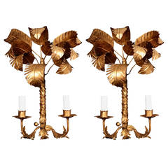 Pair of Large 1960s 'Palm Tree' Sconce by Maison Charles