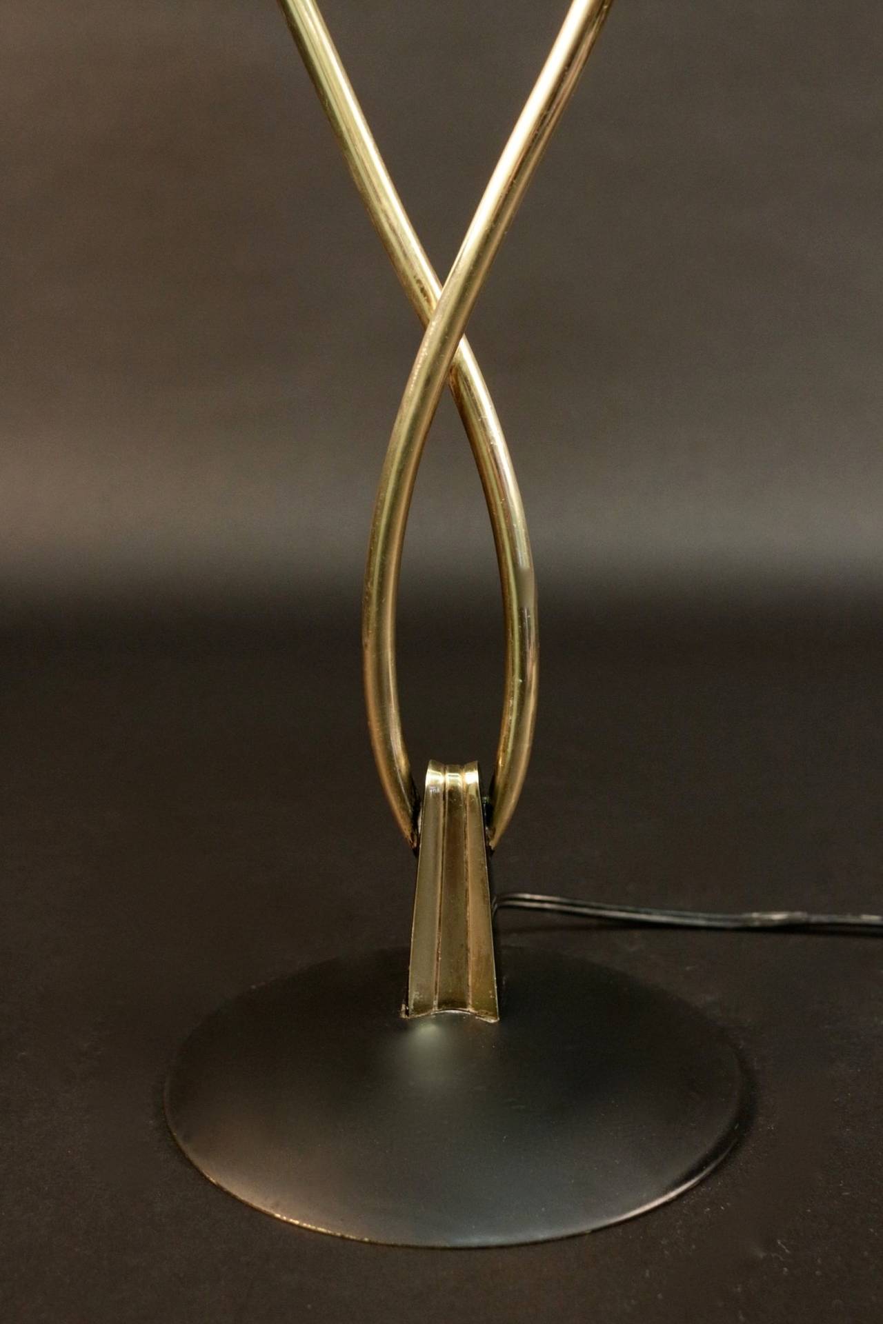 Brass Pair of 1950s Arum Lilly Table Lamp by Maison Arlus