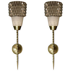 Pair of 1950s Flare Sconces by Maison Arlus