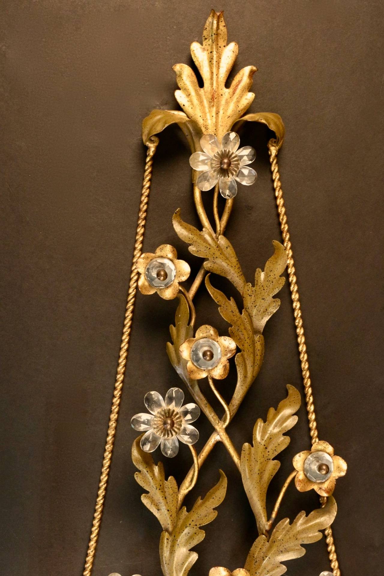 French Large Pair of 1970s Sconces by Maison Roche in the Style of Maison Bagues