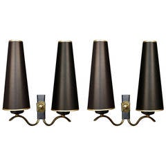 Pair of 1950s 'Sun' Sconces by Maison Arlus 3