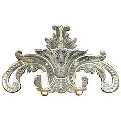 Large 1950s Acanthus Leave Sconce in Murano Eglomise Glass
