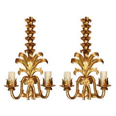 Pair of 1970s 'Plant' Sconces by Maison FlorArt