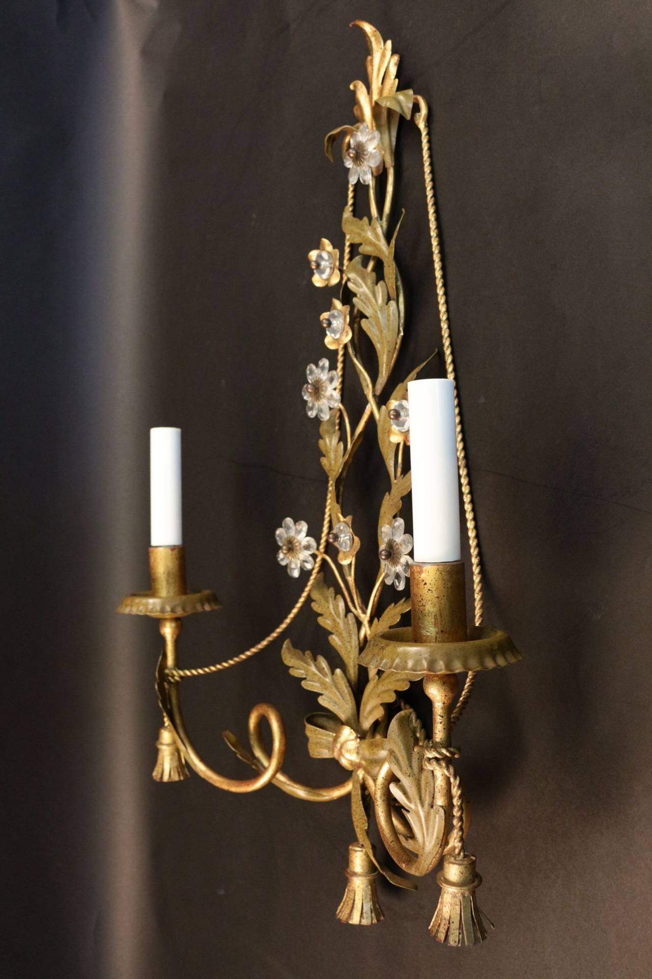 Large Pair of 1970s Sconces by Maison Roche in the Style of Maison Bagues 2